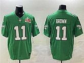 Men's Philadelphia Eagles #11 A.J. Brown Green 2025 Super Bowl LIX Patch F.U.S.E. Throwback Vapor Untouchable Limited Stitched Jersey,baseball caps,new era cap wholesale,wholesale hats
